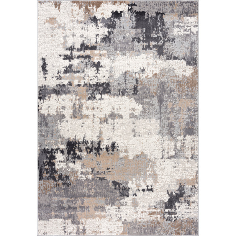 Tapis contemporain gris chaud Haenisch DUN190A, Rectangle 6 pi x 9 pi