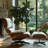 Leather Lounge Chair with Ottoman, Solid Wood Frame and Heavy-Duty Aluminum Alloy Base-1702219449