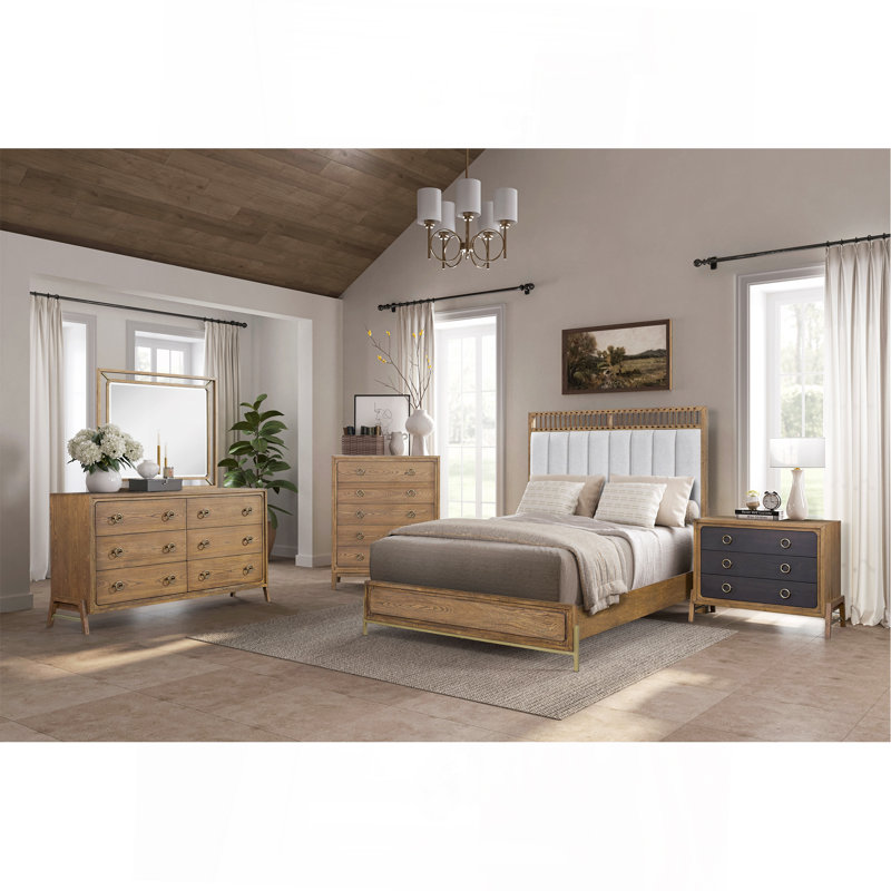 Upholstered And Strap Panel Bed, Queen