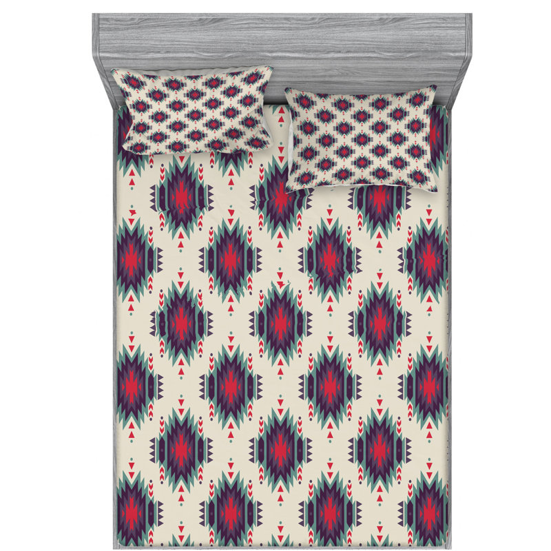 Microfiber Ikat Sheet Set, Queen Sheet Set with Fitted Sheet