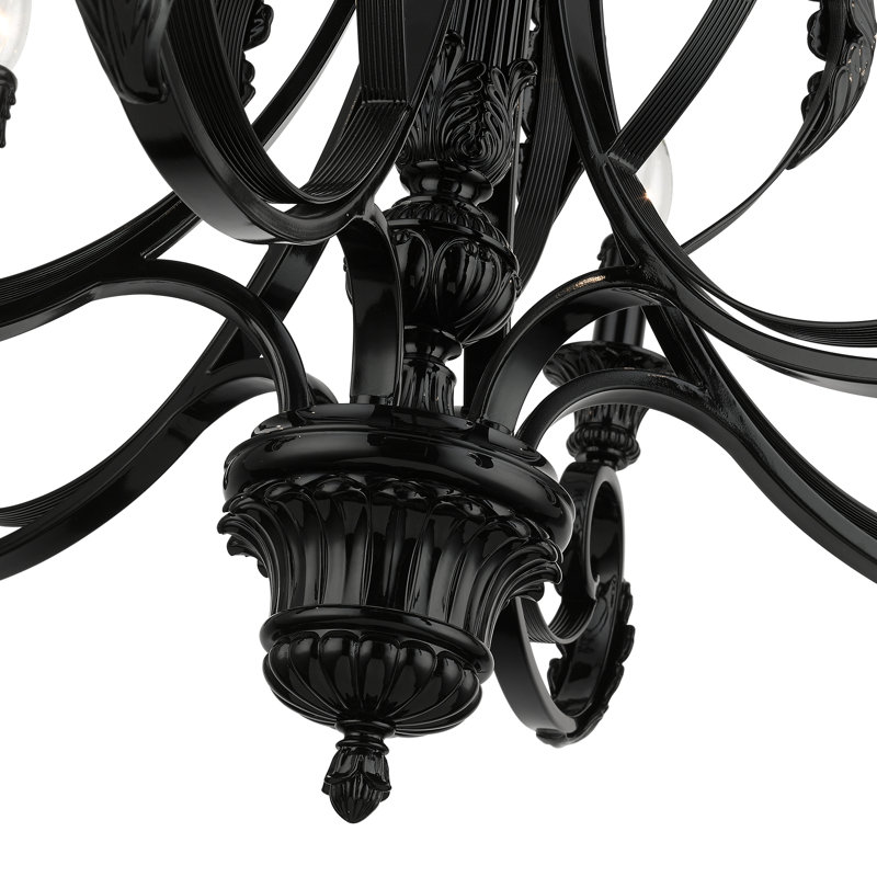 Aminul 6 - Light Dimmable Empire Chandelier, Shiny Black