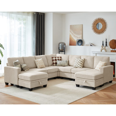 Modular Sectional Couch| Corduroy L Shaped Sleeper Sofa, Sofa Bed Convertible Chaise With Storage Ottoman For Living Room Modern Furnitu by Latitude Run