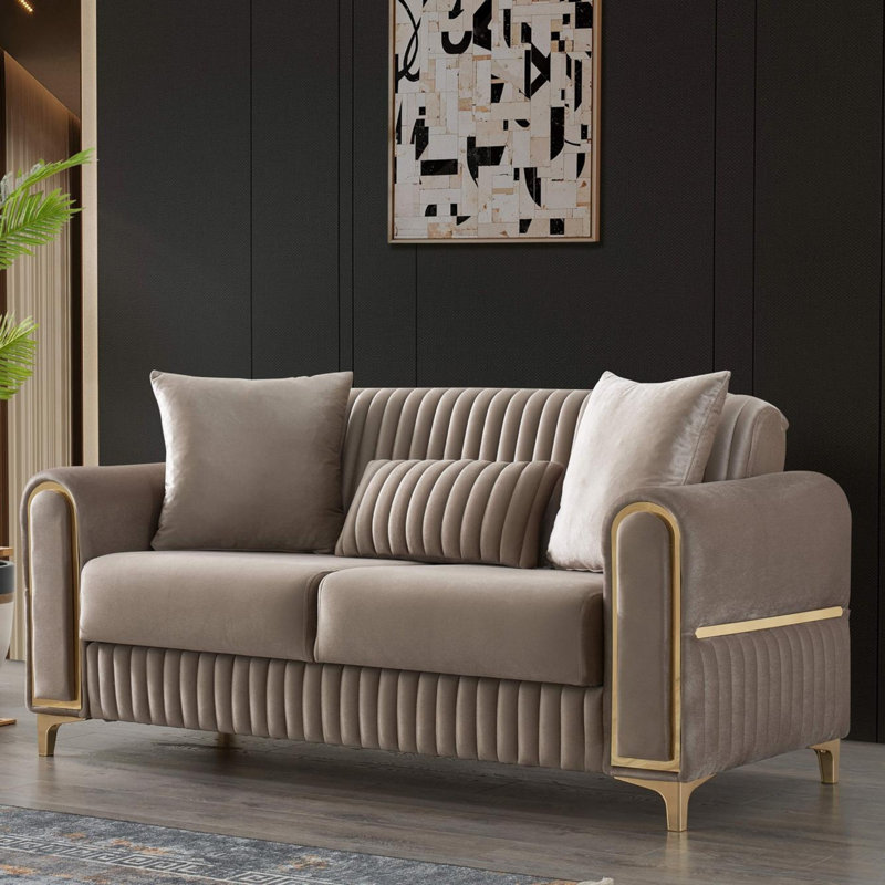 Causeuse convertible Melody, H 32 po x l 68 po x P 33 po, 2, Taupe