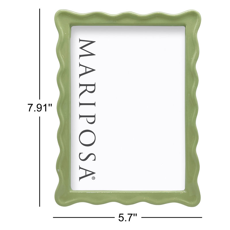 Wavy Metal Picture Frame, Green, 5" W x 7" H
