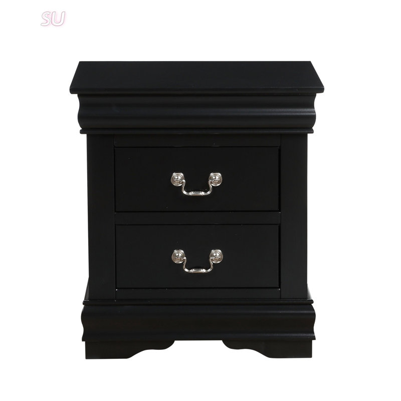 Table de chevet 2 tiroirs Traditional Classic, Noir