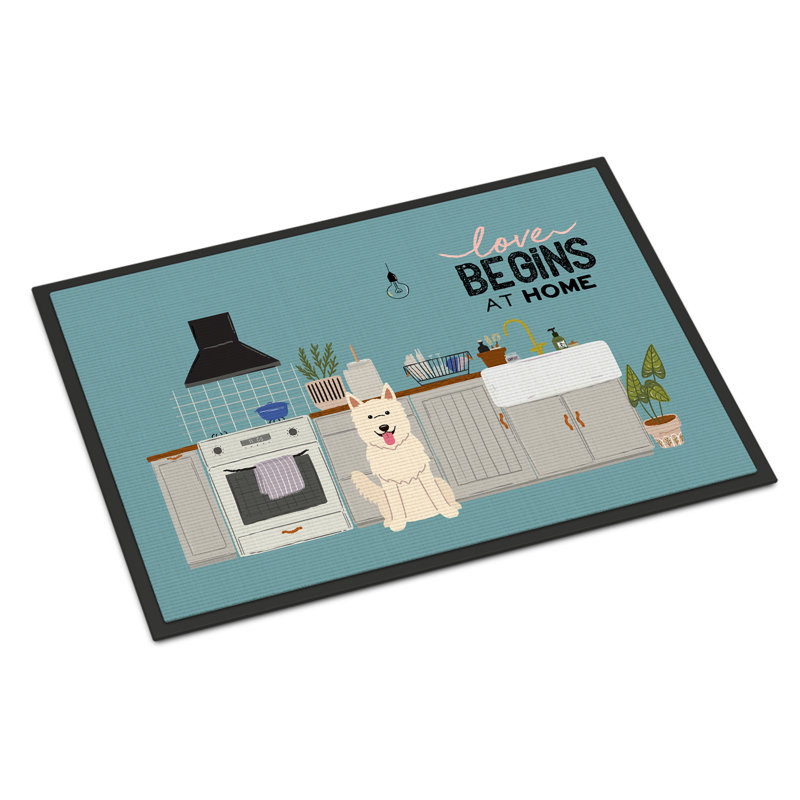 Tapis d'entrée antidérapant Guerriero, Berger allemand blanc, L 18 po x L 27 po