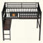 Structure de lit mezzanine avec bureau, panier de rangement, lit mezzanine en métal avec horloge et port de charge-1195826134