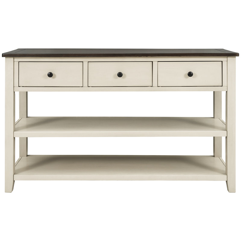50'' Console Table, Espresso, Beige