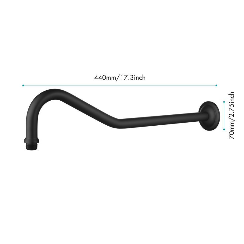 Bras de douche en acier inoxydable noir mat, solide et durable, installation de nettoyage simple, régime de propreté