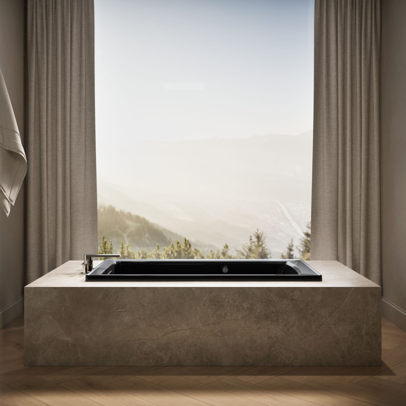 Archer 60" x 32" Soaking Bathtub, Black Black