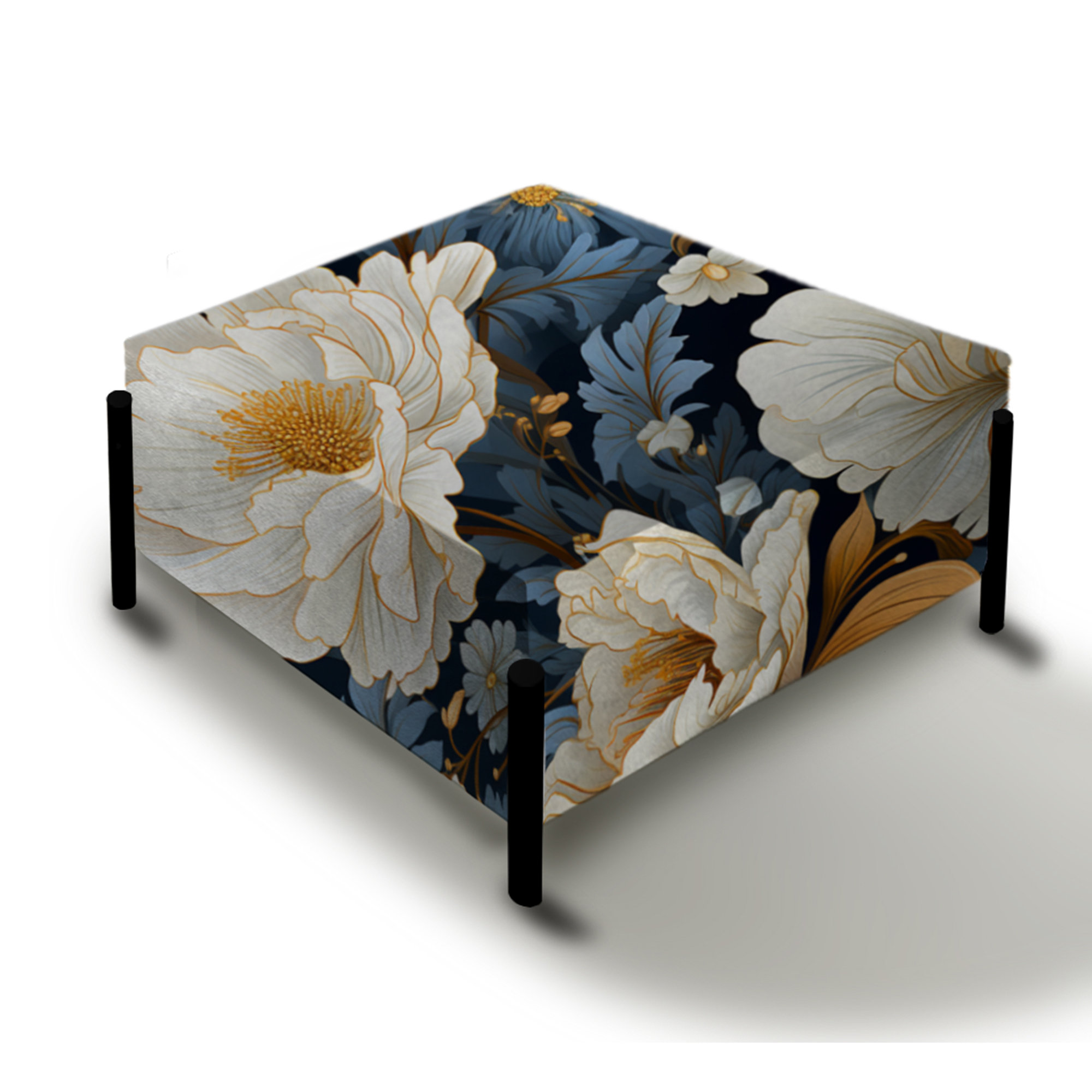 Design Art Blue And Beige Ranunculus Boho Pattern - Floral Large Square ...