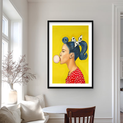 Femme rétro avec une belle queue de cheval - impression de chambre à coucher Pop Art