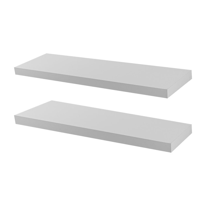 Harbour Housewares - Modern Floating Wall Shelves, 4cm H x 80cm W x 23.5cm D, White
