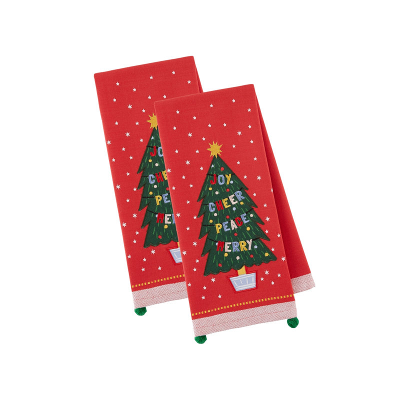  Ensemble de 2 torchons en coton Holiday, 18 x 28, souhaits de Noël