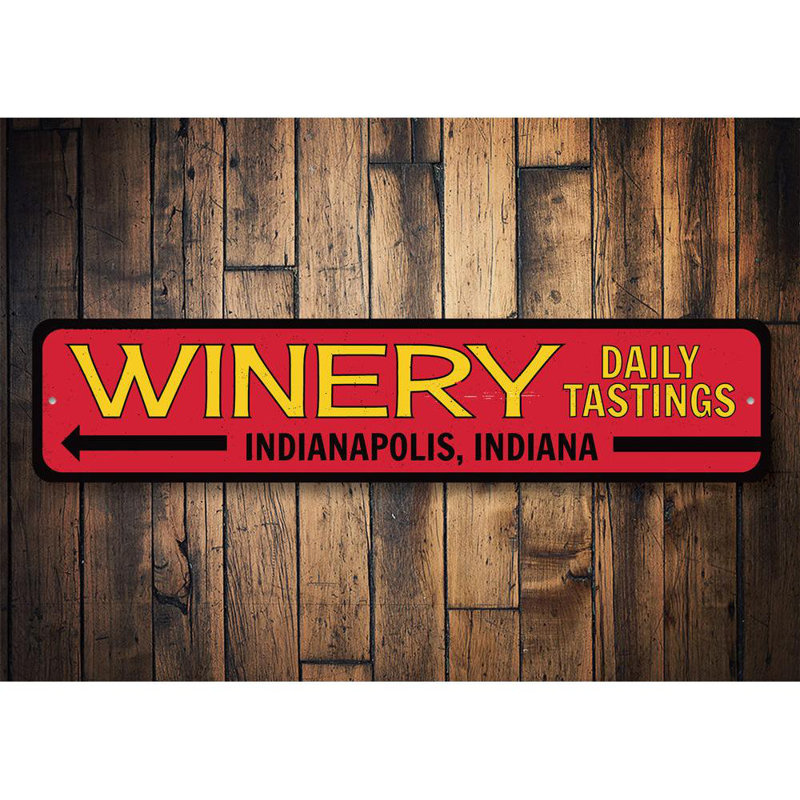 Enseigne en aluminium Winery, H 6 po x l 24 po x P 0,06 po