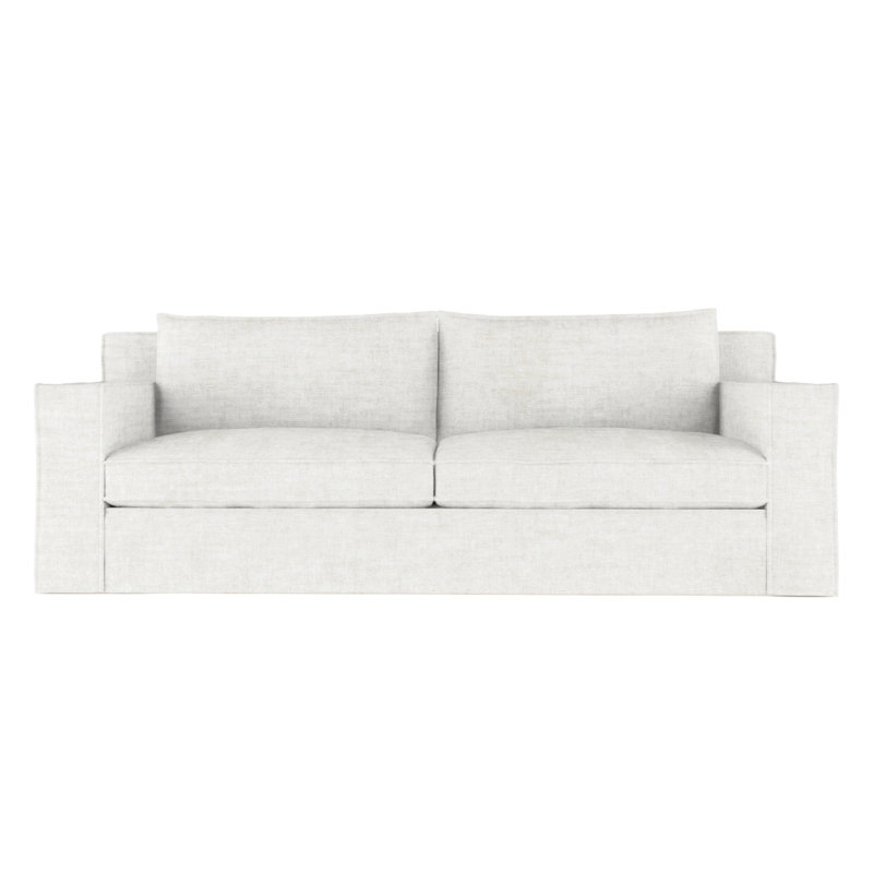 Mulberry Square Track-Arm Sofa with Flange Seam, Box Weave Linen Silver Streak, 33" H x 96" W x 45" D, Weathered