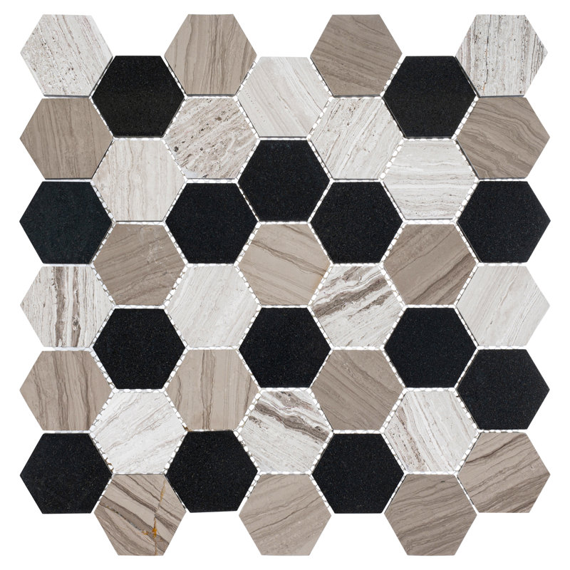 Channing 2-in. Hexagon Honeycomb Marble Look Glossy Natural Stone Wall & Floor Mosaic Tile, Hazelton  He