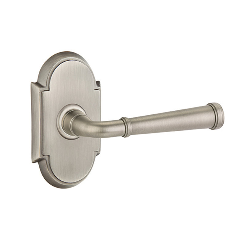 Merrimack Round Passage (Hall & Closet) Door Lever with Arch Rosette, Left, Antique Nickel