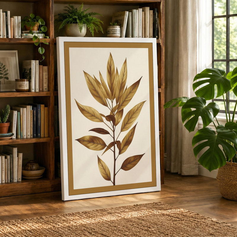 Single Stem Study Botanical - Wrapped Canvas, Cream Border, 30x20 - 76.2 x 50.8 cm