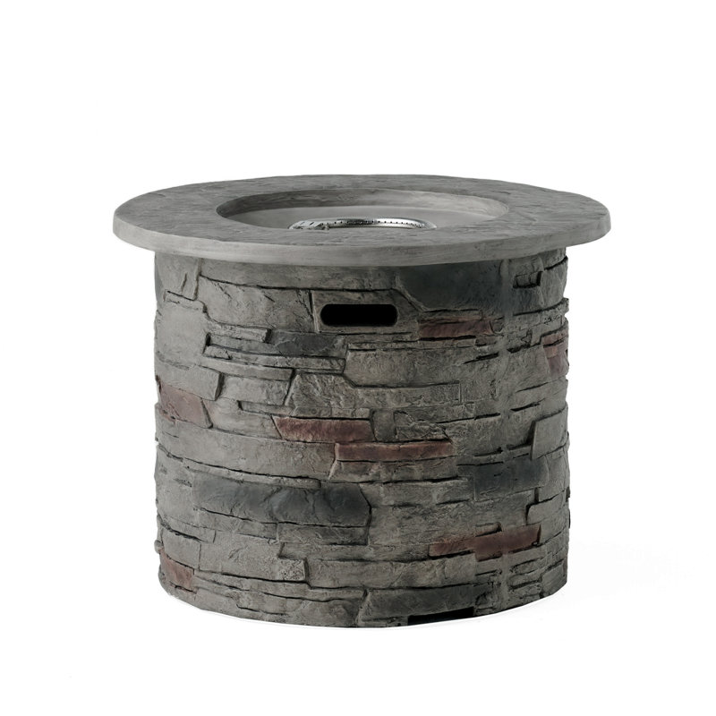 Outdoor 32" Round  Propane Fire Pit, Grey Top - 40,000 BTU