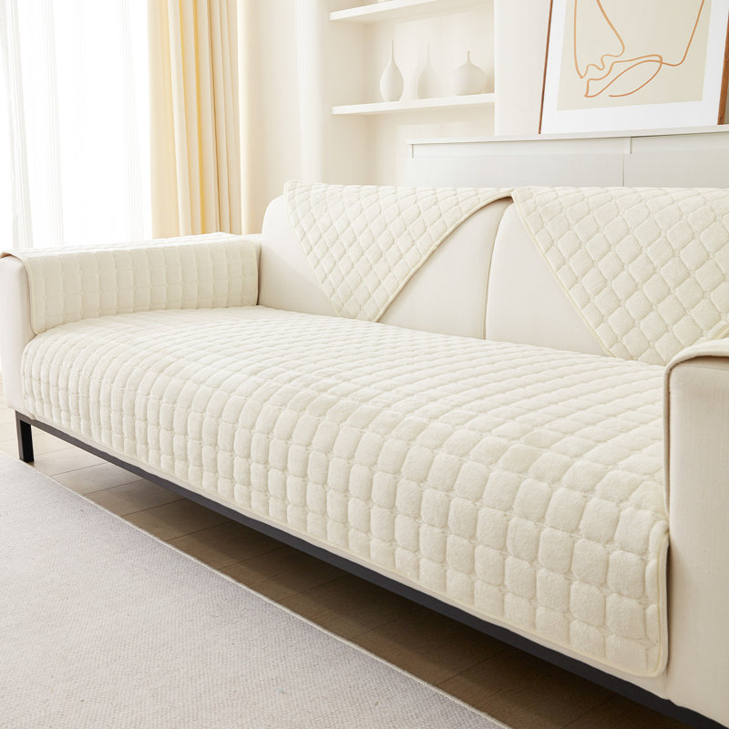 Housse pour canapé en flanelle à coussins carrés (excluant les accoudoirs ou les dossiers), L 59 po x P 28 po, Beige
