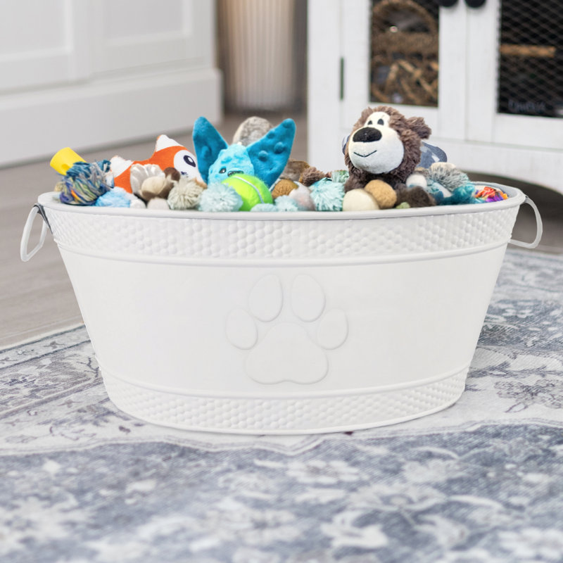 Jaw-resistant metal toy bin, H 7,5 po x l 18 po x P 10,5 po, Blanc