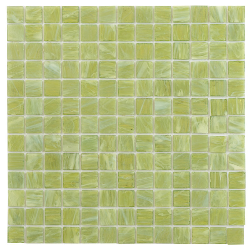 Celestial 0.8" x 0.8" Glass Grid Mosaic Wall & Floor Tile , Green Lizard