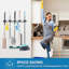 Paquet de 2 porte-balais mural en acier inoxydable, 5 supports avec 4 crochets