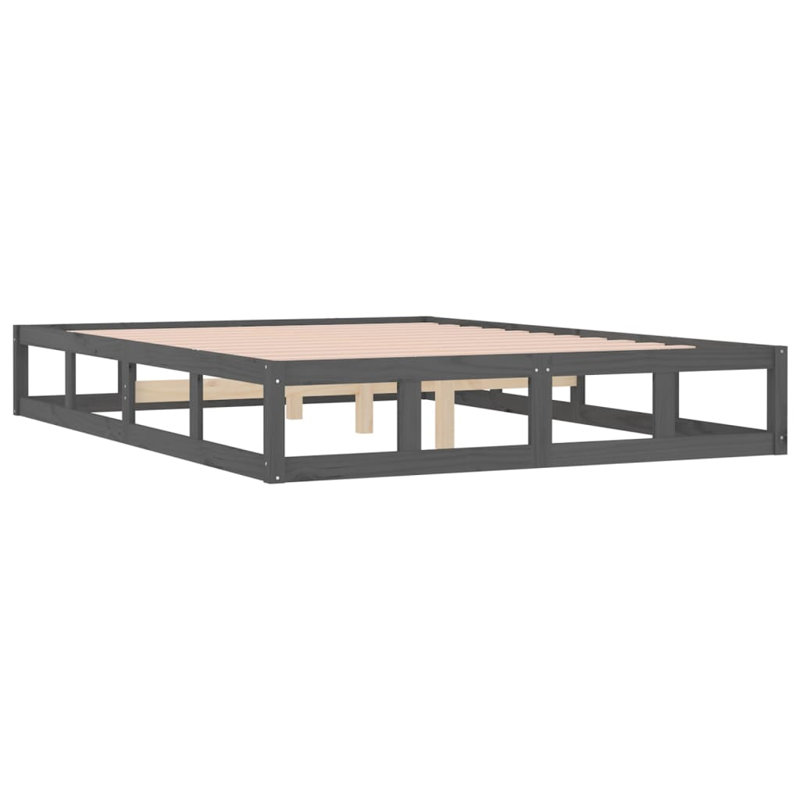 Jorid Solid Wood Bed, 155.5 x 205.5 cm, Grey