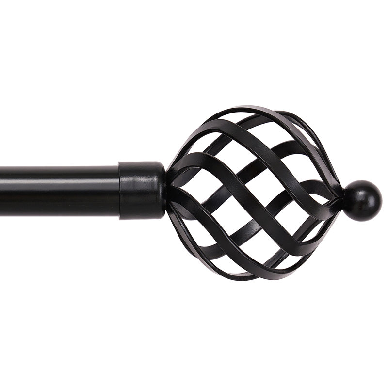 Tringle à rideaux simple réglable en largeur x 0,75 po Damasso, Noir, 28" - 48"