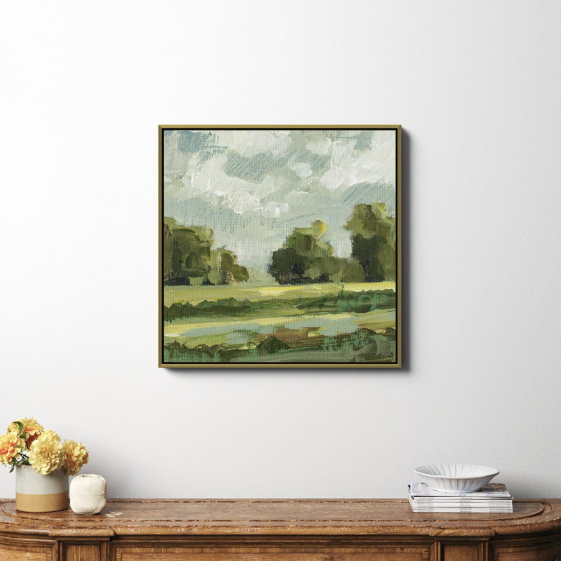 Abstrait paysage paire 12 par Miss Mustard Seed, Non, H 30 po x l 30 po x P 2 po, Toile avec cadre doré