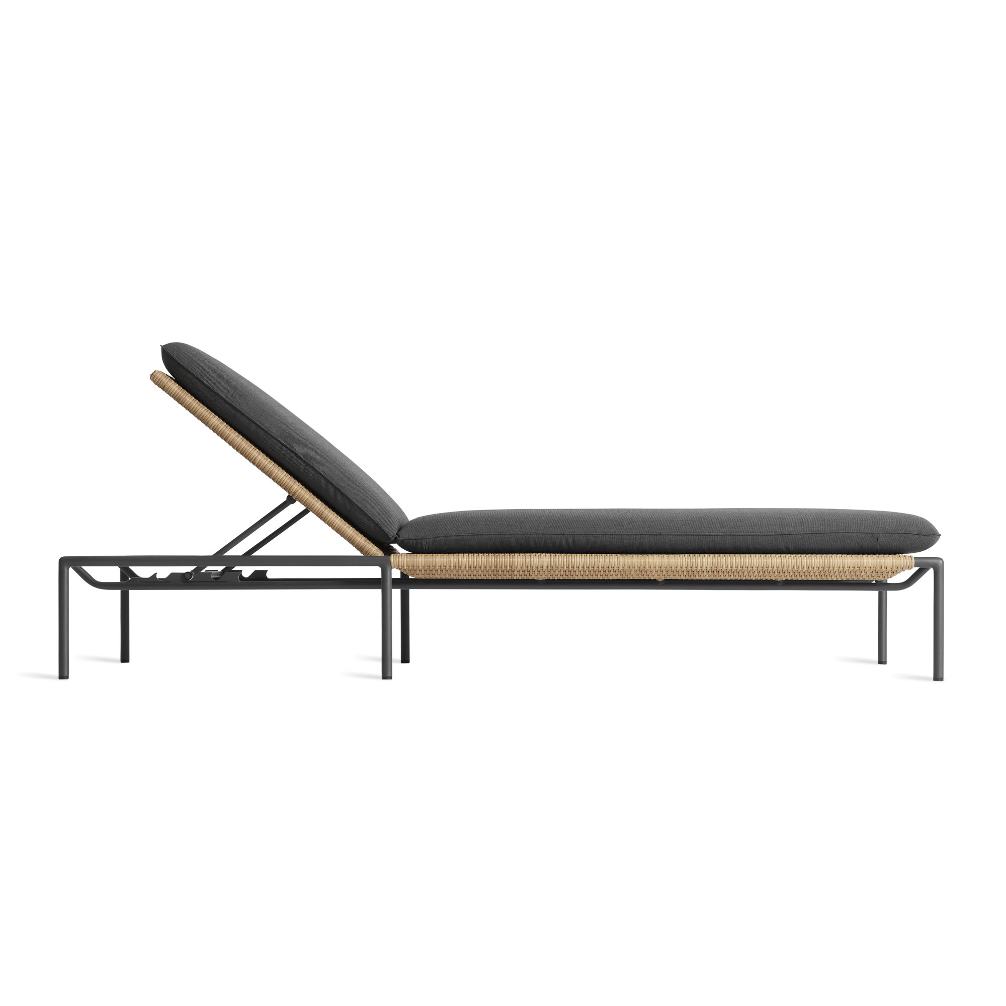 Dog Days 32'' Outdoor Powder Coated Aluminum Chaise Lounge, Charcoal, Sunbrella Coal