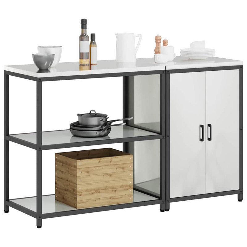  Kitchen Storage Set With Shelf 2 Pcs Sliver 150 X 50 X 92 Cm