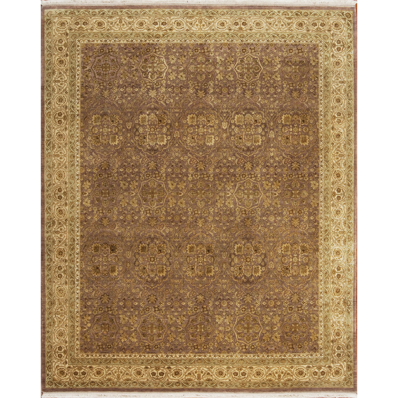 Extravagance Hand Knotted Area Rug in Aubergine/Sand, Rectangle 8' x 10'