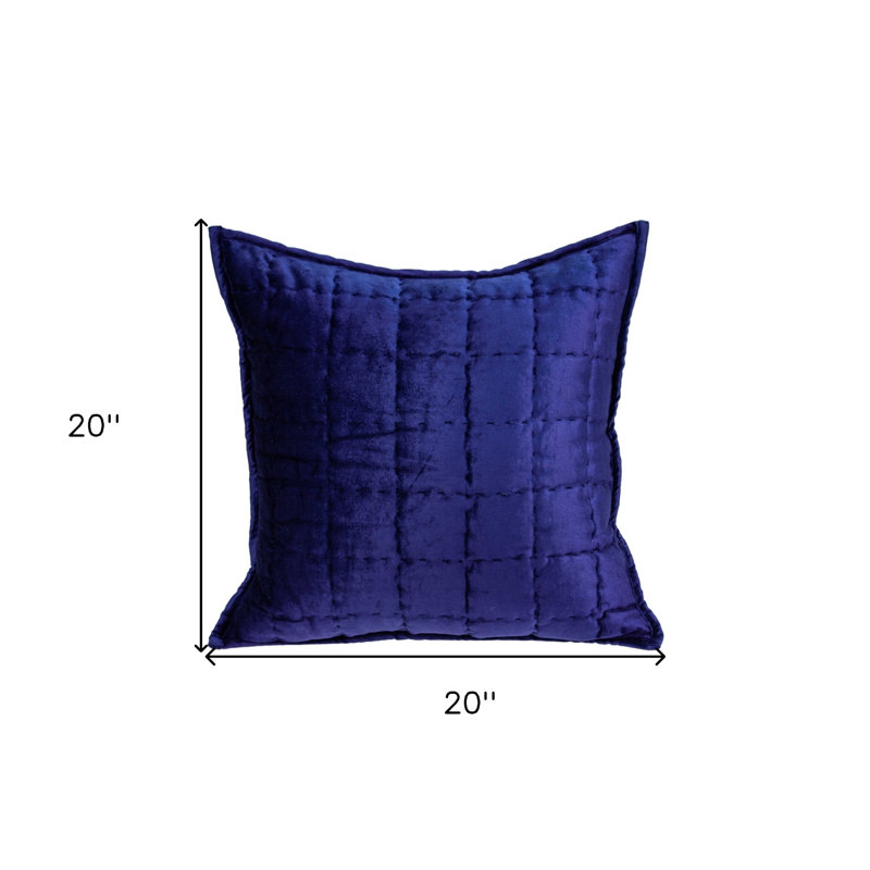Royal Blue Quilted Cotton Viscose Square Pillow with Poly Insert