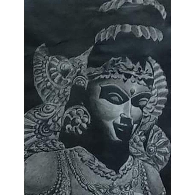 Vieille femme, croquis, art mural - dessin original au crayon par Malhar Ambulgekar, Portrait intemporel, décor pour les chambres