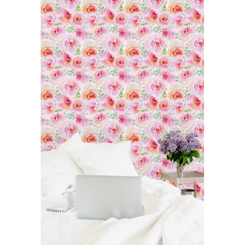 Rouleau de papier peint Ortez Roses, L 16,67 po x l 25 po