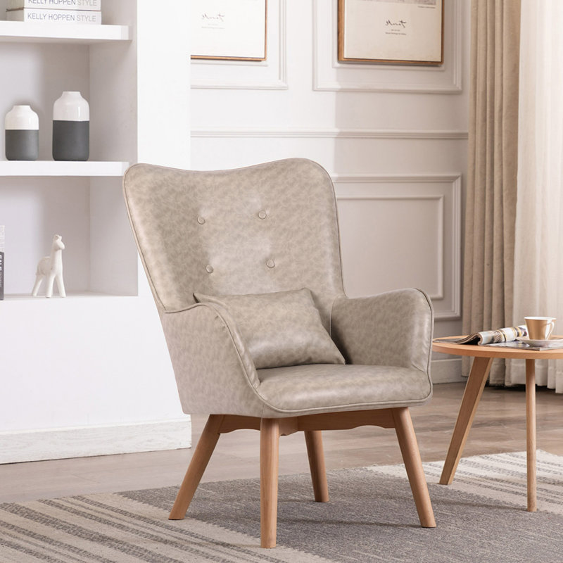 Chillicothe Upholstered Wingback Chair, Gray Faux Leather