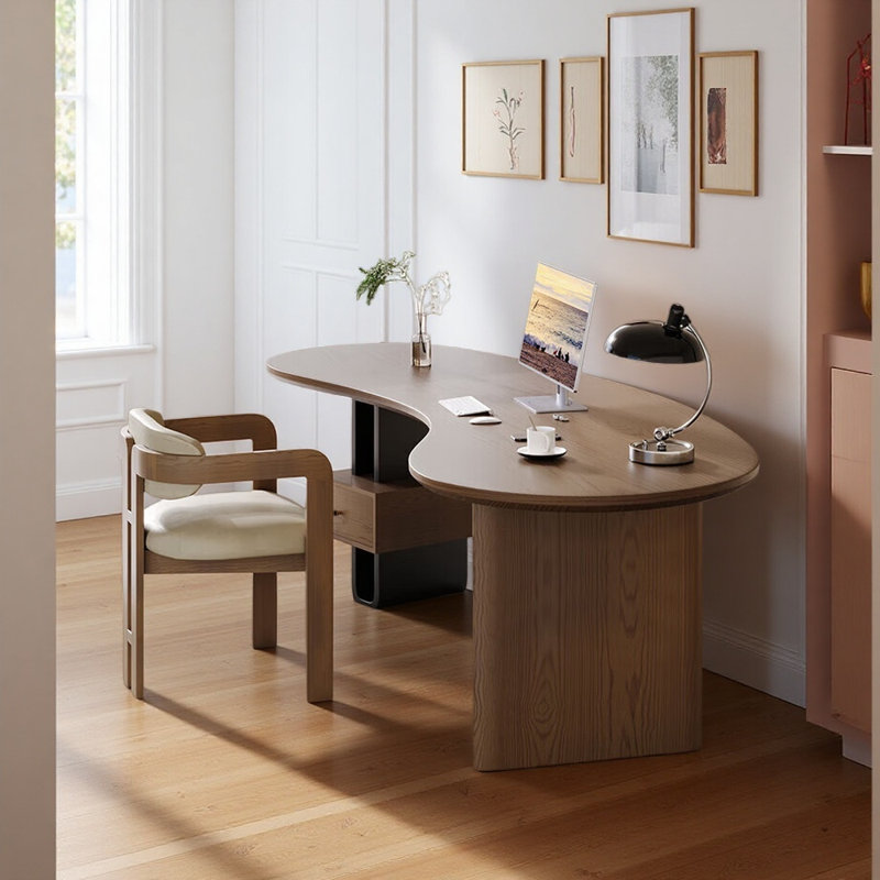 Ensemble de bureau et de chaises de style minimaliste moderne, Brun