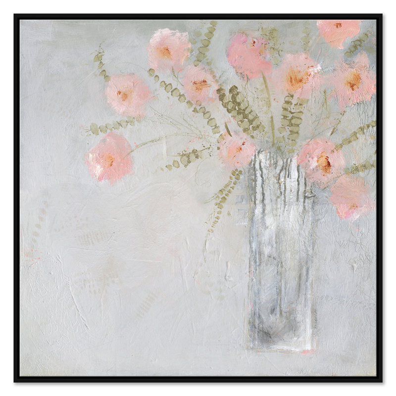 Pink Carnations by Jill Krasner - Single Picture Frame Painting on Canvas, Black