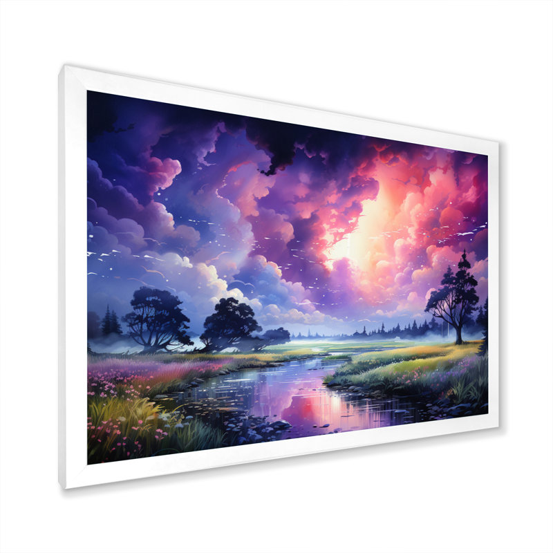 «Storm Dancing Rainbows I» sur toile, H 34 po x l 44 po x P 1,5 po, Cadre simple blanc