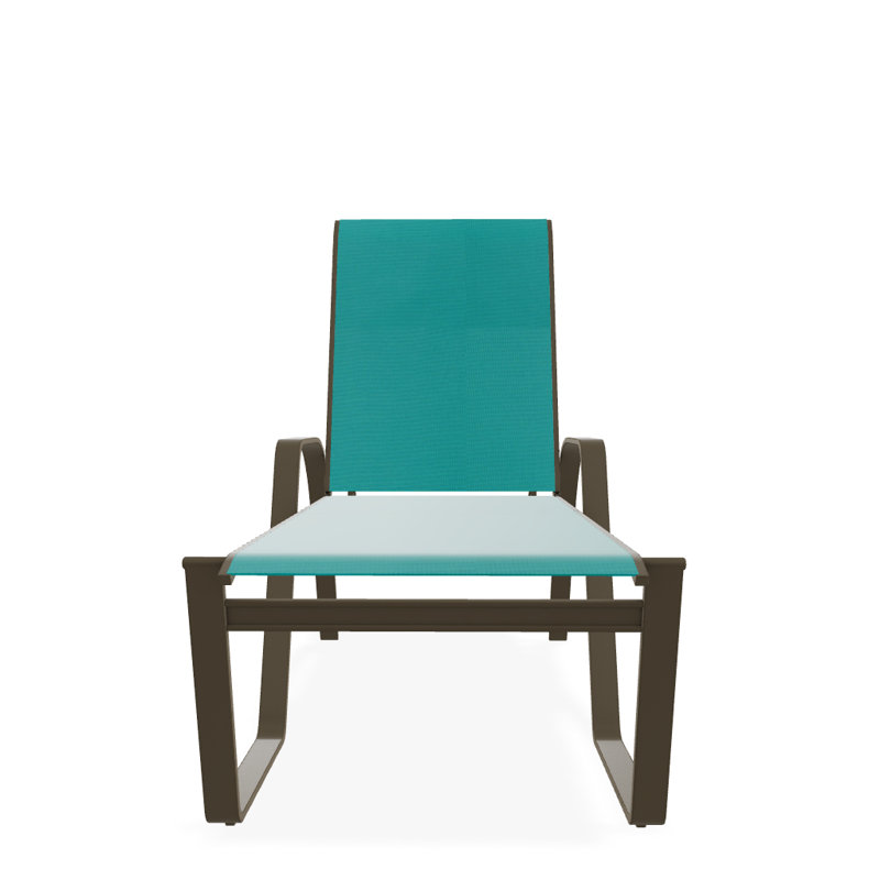 Chaise longue inclinable Holna, Bois de plage texturé, Aigue-marine