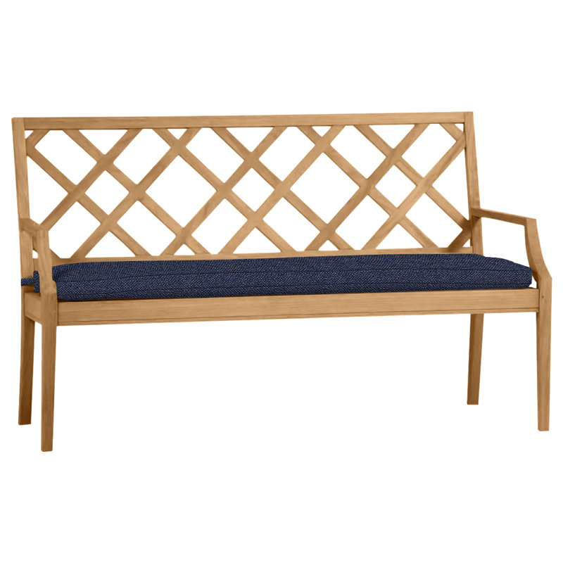 Banc d'extérieur en teck Haley, Teck naturel, Pas de soudure, Indigo Intermix