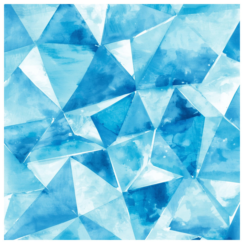 Tapis de bain bleu à triangles géométriques, L 34 po x L 21 po