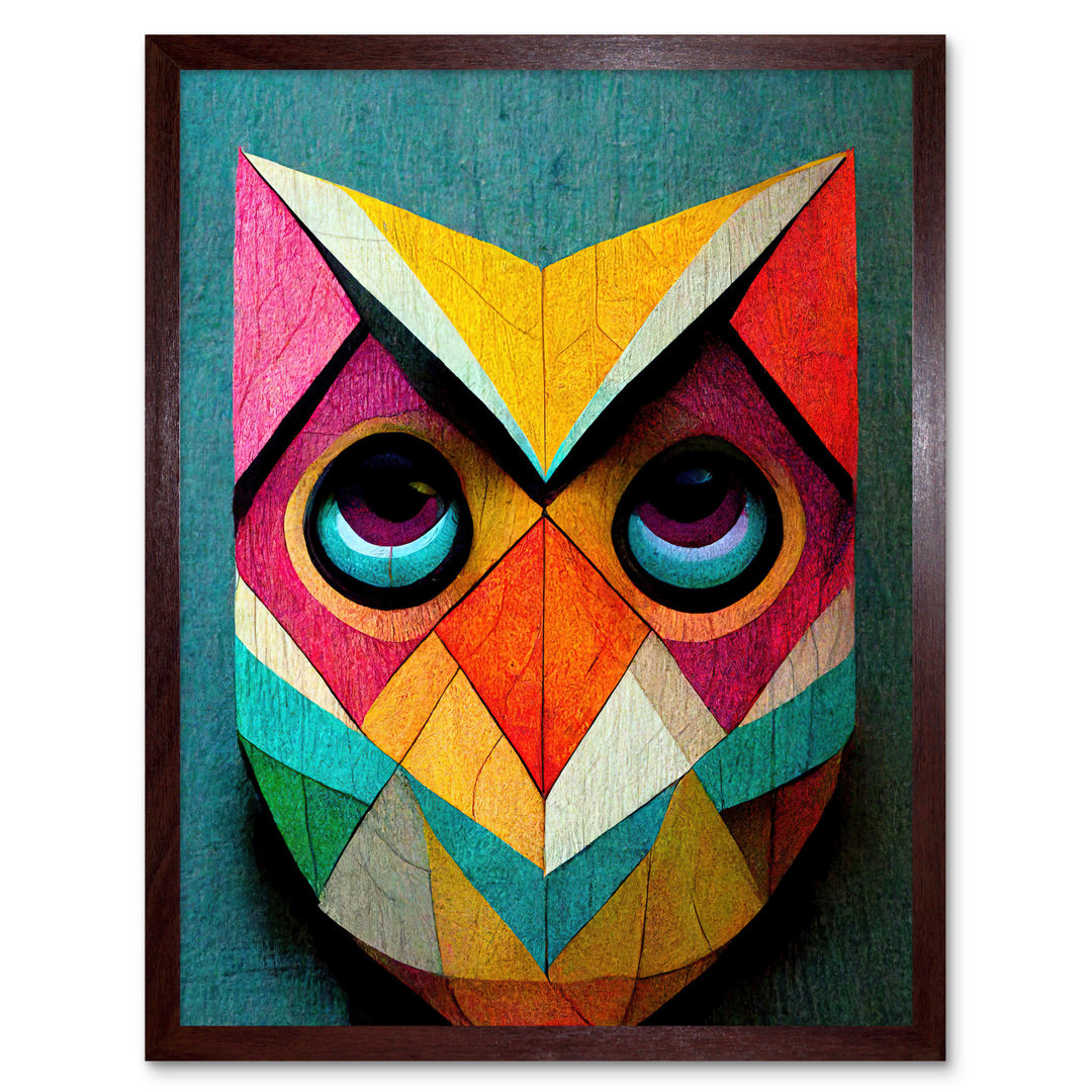 Cute Colourful Geometric Owl Bird - Print