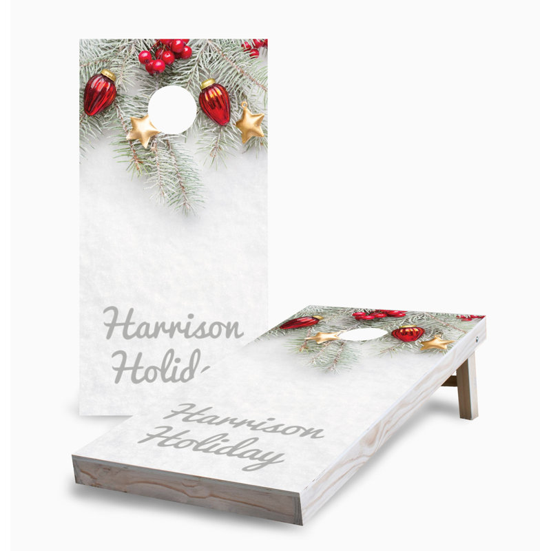 Ensemble de planches cornhole Nom dans la neige 2 x 4 | Comprend (2) planches (8) sacs et accessoires optionnels