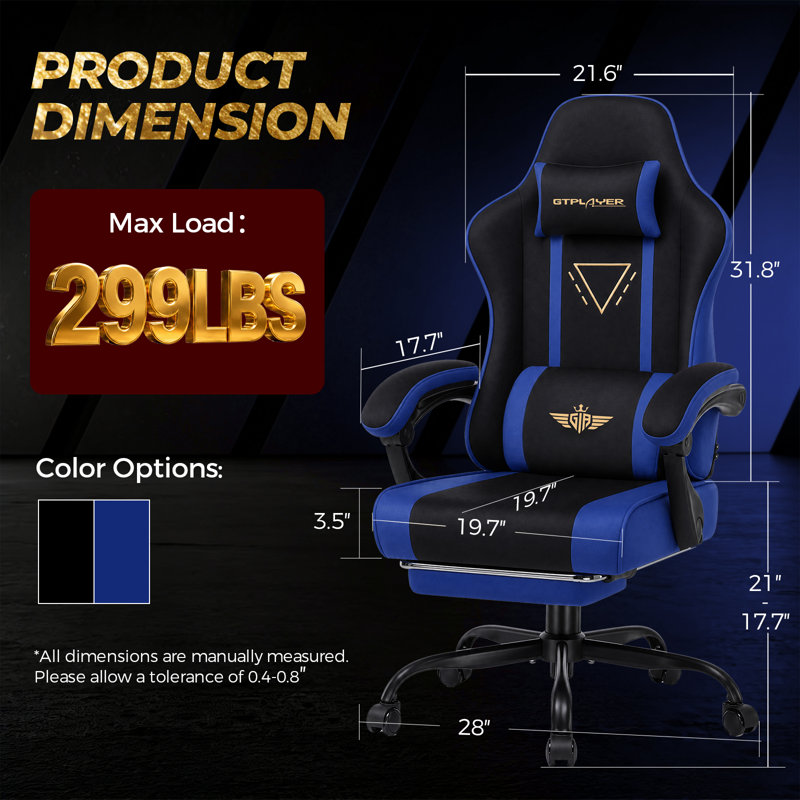 LUCKRACER PC & Racing Game Chair, Blue