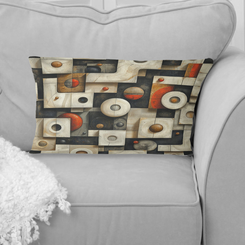 Formes géométriques modernes rouges et blanches - Coussin lombaire moderne