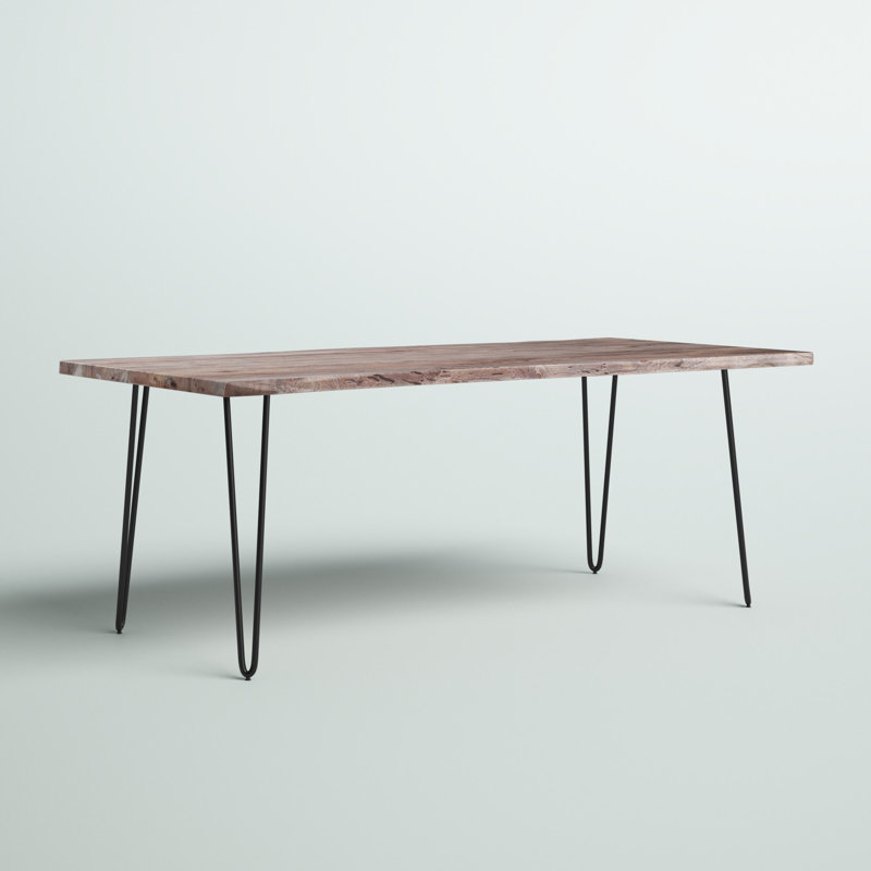 Cartan 60" W Solid Acacia Wood Dining Table, Slate, 30" H x 39" W x 79" L