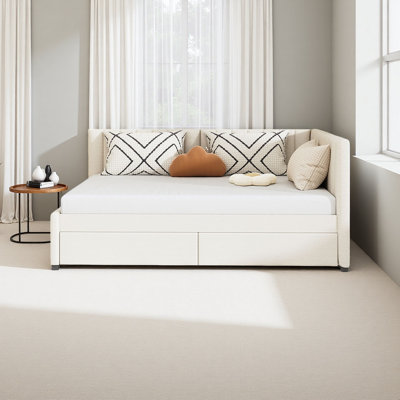 Lit de jour double rembourré avec 2 tiroirs de rangement